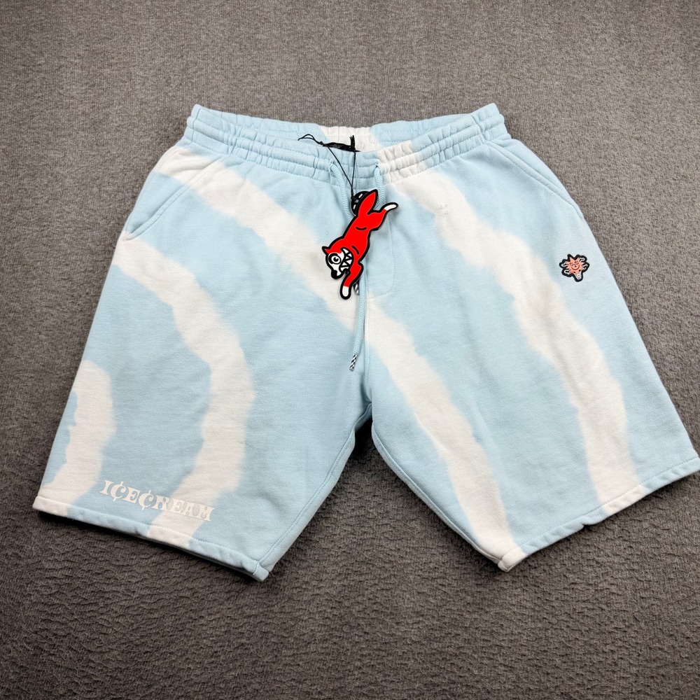 Icecream Slam Shorts Blue Haze Tie Dye Cotton Fleece Mens Sz Medium 421-5107 NWT